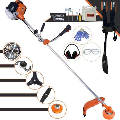 Roçadeira Profissional Lateral Terra Gr520xp À Gasolina 52cc 2t 2,5hp + Faca 2 Pontas Duraline 330mm + Faca 3 Pontas Du