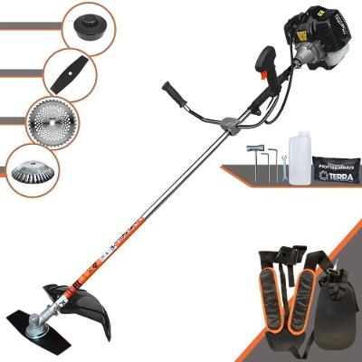 Roçadeira Profissional Lateral Terra Grh520 À Gasolina 52cc 2t 2,5hp + Faca 40 Dentes Duraline 255mm 2mm + Escova Rotat