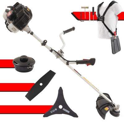 Roçadeira Profissional Lateral Kawashima Kw43le À Gasolina 43cc 1,7hp Com Faca 3 Pontas + Faca 2 Pontas Duraline 330mm