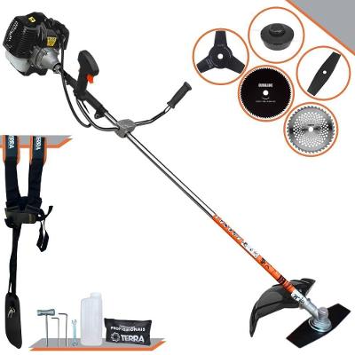 Roçadeira Profissional Terra Grh520 À Gasolina 52cc 2,5hp + Faca 3p Duraline 255mm 2,9mm + Faca 40d Duraline 255mm 2mm