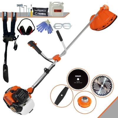 Roçadeira Profissional Lateral Terra Gr520xp À Gasolina 52cc 2t 2,5hp + Faca 2 Pontas Duraline 330mm + Faca 80 Dentes D