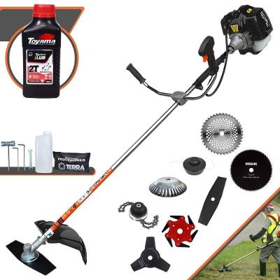 Roçadeira Terra Grh520 À Gasolina 52cc 2,5hp + Faca 3 Pontas + Faca 40 Dentes + Faca 80 Dentes + Faca 6 Pontas + Escova
