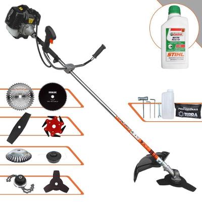 Roçadeira Terra Grh430 À Gasolina 43cc 1,7hp + Faca 2 Pontas + Faca 40 Dentes + Faca 80 Dentes + Faca 6 Pontas