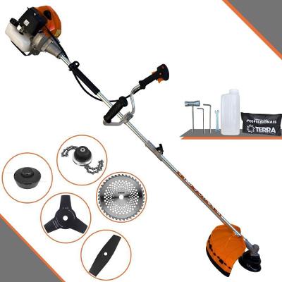 Roçadeira Profissional Lateral Terra Grhb430 À Gasolina 43cc 2t 1,7hp + Faca 3 Pontas 255mm 2,9mm + Faca 40 Dentes 255m