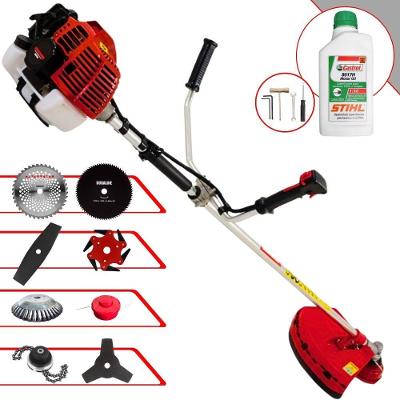 Roçadeira Kawashima Kw52l 52c 2,5hp + Faca 2 Pontas + Faca 40 Dentes + Faca 80 Dentes + Faca 6 Pontas + Escova 38 Cerda