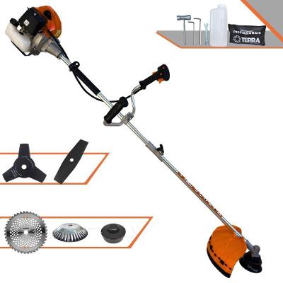 Roçadeira Profissional Terra Grhb430 À Gasolina 43cc 2t 1,7hp + Faca 3 Pontas 255mm 2,9mm + Faca 40 Dentes 255mm 2mm +