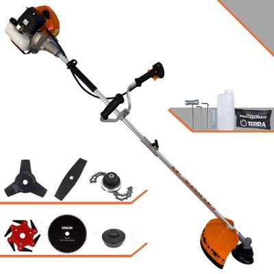 Roçadeira Profissional Lateral Terra Grhb430 À Gasolina 43cc 2t 1,7hp + Faca 3 Pontas 255mm + Faca 80 Dentes 255mm + T