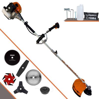 Roçadeira Profissional Terra Grhb430 À Gasolina 43cc 2t 1,7hp + Faca 3 Pontas 255mm + Faca 40 Dentes 255mm + Faca 80 De