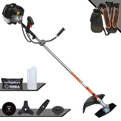 Roçadeira Profissional Lateral Terra Grh520 À Gasolina 52cc 2t 2,5hp + Faca 3 Pontas Duraline 255mm 2,9mm + Faca 80 Den