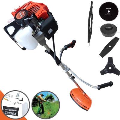 Roçadeira Profissional Lateral Terra Grhb430 À Gasolina 43cc 2t 1,7hp + Faca 3 Pontas Duraline 255mm 2,9mm + Faca 80 De