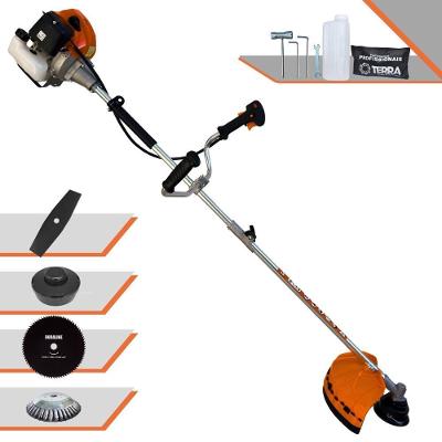 Roçadeira Profissional Lateral Terra Grhb430 À Gasolina 43cc 2t 1,7hp + Faca 80 Dentes Duraline 255mm 1,5mm + Escova Ro