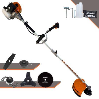 Roçadeira Profissional Lateral Terra Grhb430 À Gasolina 43cc 2t 1,7hp + Faca 3 Pontas 255mm 2,9mm + Faca 80 Dentes 255m