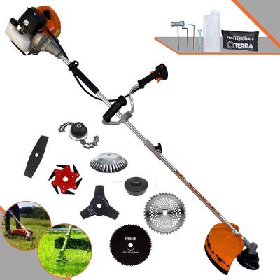 Roçadeira Profissional Terra Grhb430 À Gasolina 43cc 2t 1,7hp + Faca 3 Pontas + Faca 40 Dentes + Faca 80 Dentes+ Faca 6