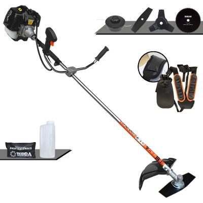 Roçadeira Profissional Lateral Terra Grh520 À Gasolina 52cc 2t 2,5hp + Faca 3 Pontas Duraline 255mm 2,9mm + Faca 80 Den