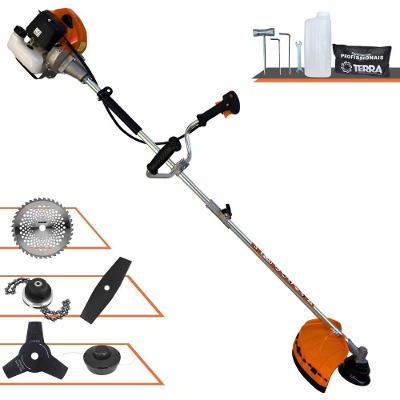 Roçadeira Profissional Lateral Terra Grhb430 À Gasolina 43cc 2t 1,7hp + Faca 3 Pontas 255mm 2,9mm + Faca 40 Dentes 255m