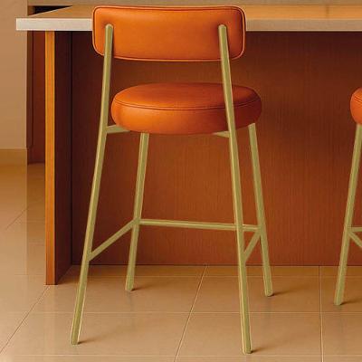 Banqueta Cozinha Alta Com Encosto Industrial Dourado Londres Pu Whisky D03 - D'rossi