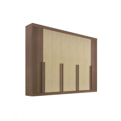 Guarda Roupa Casal 8 Portas Ripado 8 Gavetas Com Pés Daymont - D' Doro Castanho/linho/ripado
