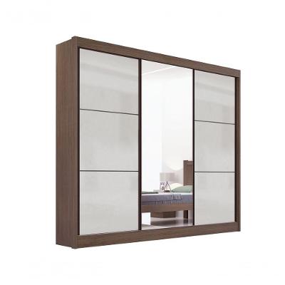 Guarda Roupa Cristal Casal 3 Portas 6 Gavetas Com Pés D' Doro Castanho/off White