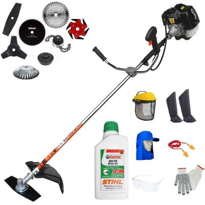 Roçadeira Terra Grh520 52cc 2,5hp + Faca 3 Pontas + Faca 40 Dentes + Faca 80 Dentes + Faca 6 Pontas + Escova 38c