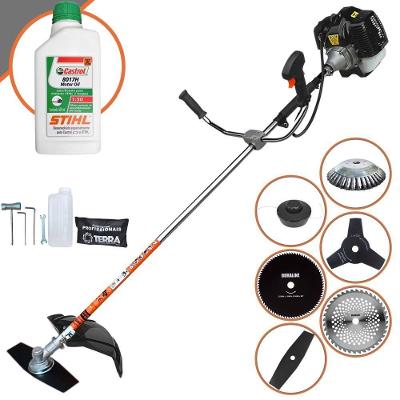 Roçadeira Profissional Terra Grh520 À Gasolina 52cc 2,5hp + Faca 3p Duraline + Faca 40d Duraline + Faca 80d Duraline +