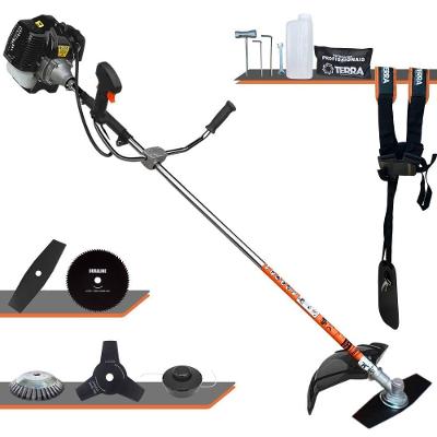 Roçadeira Terra Grh520 À Gasolina 52cc 2,5hp + Faca 3p Duraline 255mm 2,9mm + Faca 80d Duraline 255mm 1,5mm