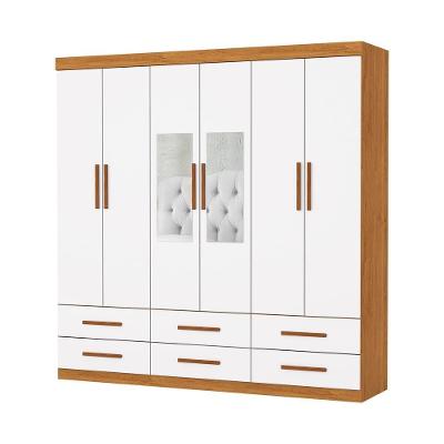 Guarda Roupa Dallas 6 Portas Com Espelho Central 6 Gavetas Carioca Moveis Cinamomo/neve