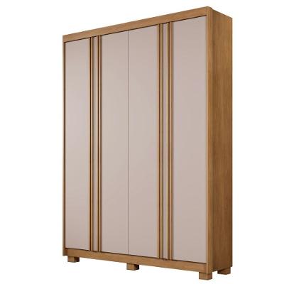 Guarda Roupa Lisboa Ripado 4 Portas Benetil Cinamomo/off White
