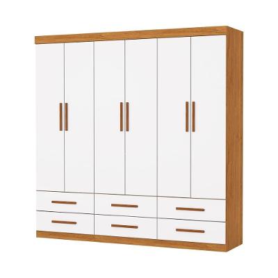 Guarda Roupa Dallas 6 Portas Sem Espelho Central 6 Gavetas Carioca Moveis Cinamomo/neve