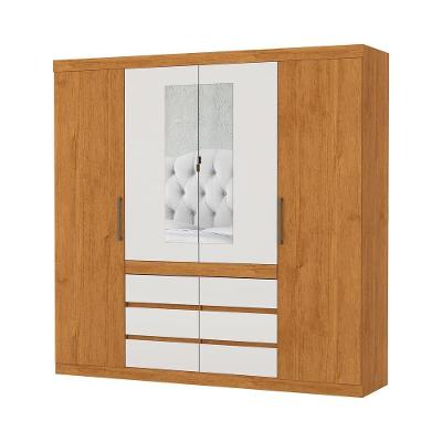 Guarda Roupa Imperio 6 Gavetas Com Espelho Carioca Moveis Cinamomo/off White