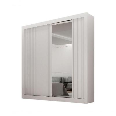 Guarda-roupa Solteiro Mdf 2 Portas De Correr 2 Gavetas Com Espelho Milano Leifer Móveis Branco