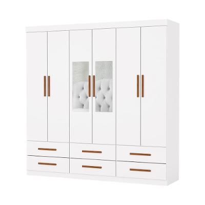 Guarda Roupa Dallas 6 Portas Com Espelho Central 6 Gavetas Carioca Moveis Branco