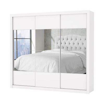 Guarda Roupa Atlanta 3 Portas Com Espelho S/pe Carioca Moveis Branco