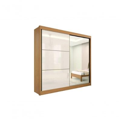 Guarda Roupa Titanium 2 Portas 6 Gavetas Com Espelho Com Pés D' Doro Cinamomo/off White