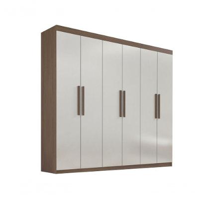 Guarda Roupa Casal 6 Portas Leblon Com Pés D' Doro Castanho/off White