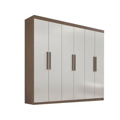 Guarda Roupa Casal 6 Portas Sem Pés Leblon D' Doro Castanho/off White