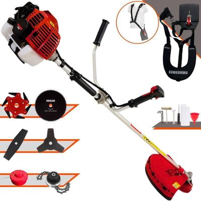 Roçadeira Profissional Lateral Kawashima Kw52l À Gasolina 52c 2,5hp + Faca 2 Pontas 330mm + Faca 80 Dentes 255mm + Trim