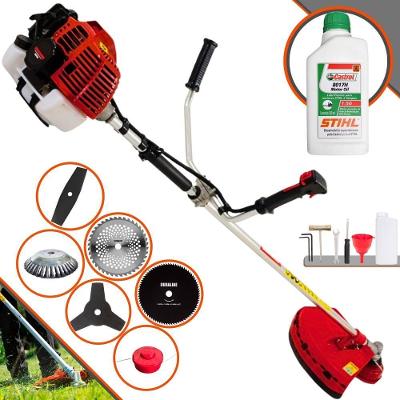 Roçadeira Profissional Kawashima Kw52l À Gasolina 52c 2,5hp + Faca 2 Pontas + Faca 40 Dentes + Faca 80 Dentes + Escova