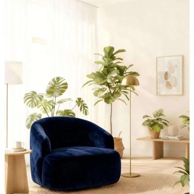 Poltrona Orgânica Luxo Recepção Lótus Suede Azul Marinho