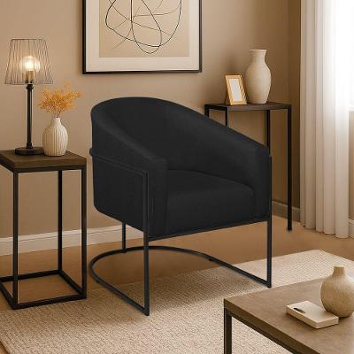 Poltrona Decorativa Jade Moderno Escritório Confortável Luxo Base De Ferro Preto Suede Cor