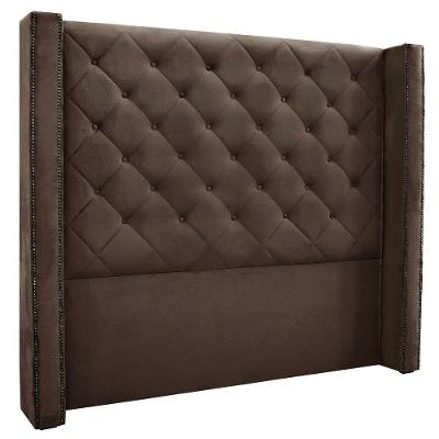 Cabeceira Estofada Egito Spz 90cm Solteiro Veludo Marrom