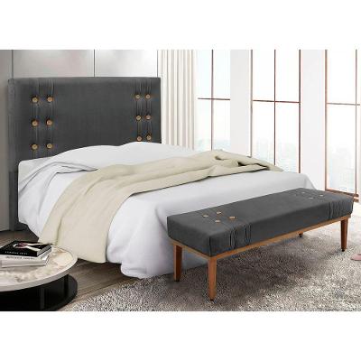Kit Recamier E Cabeceira Santorini Spz 160cm Suede Cinza