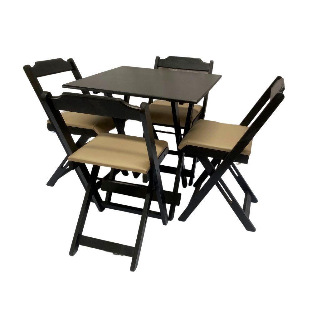 Conjunto Dobrável 70X70 Com 4 Cadeiras Estofadas Bege - 8