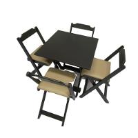 Conjunto Dobrável 70X70 Com 4 Cadeiras Estofadas Bege - 1