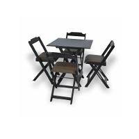 Conjunto Dobrável 70X70 Com 4 Cadeiras Estofadas Marrom - 1