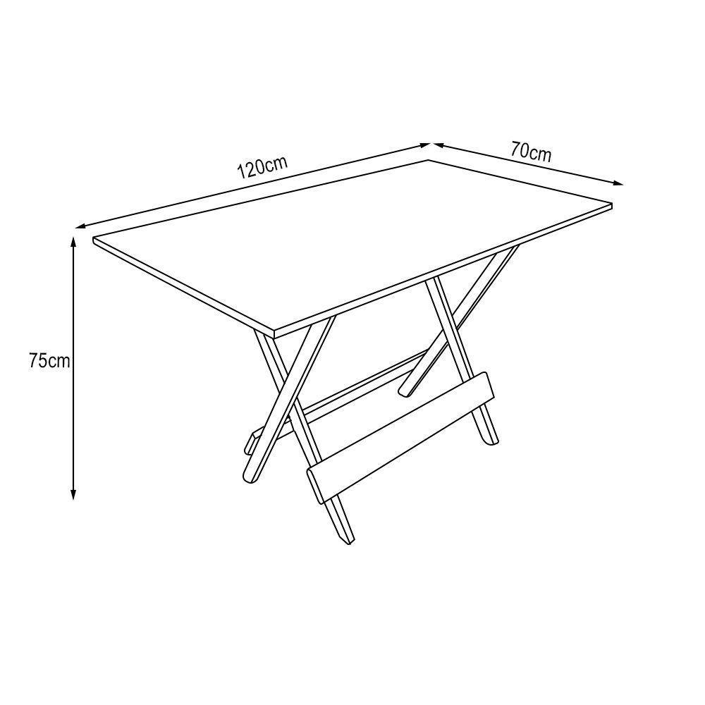 Conjunto De Mesa Dobrável 120X70 Em Madeira Maciça Com Mesa Aparador - Mel - Marrom - 3