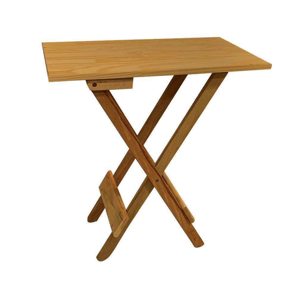 Conjunto De Mesa Dobrável 120X70 Em Madeira Maciça Com Mesa Aparador - Mel - Marrom - 4