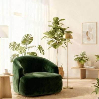 Poltrona Orgânica Luxo Recepção Lótus Suede Verde