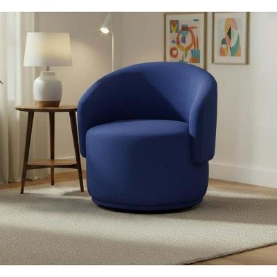 Poltrona Decorativa Giratória Sala De Estar Recepção Jasmine Linho Azul Royal