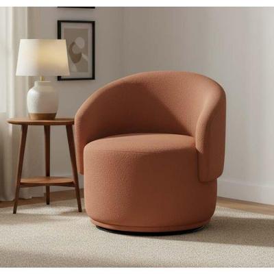 Poltrona Decorativa Giratória Sala De Estar Recepção Jasmine Bouclé Terracota