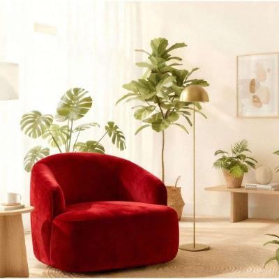 Poltrona Orgânica Luxo Recepção Lótus Suede Vermelho